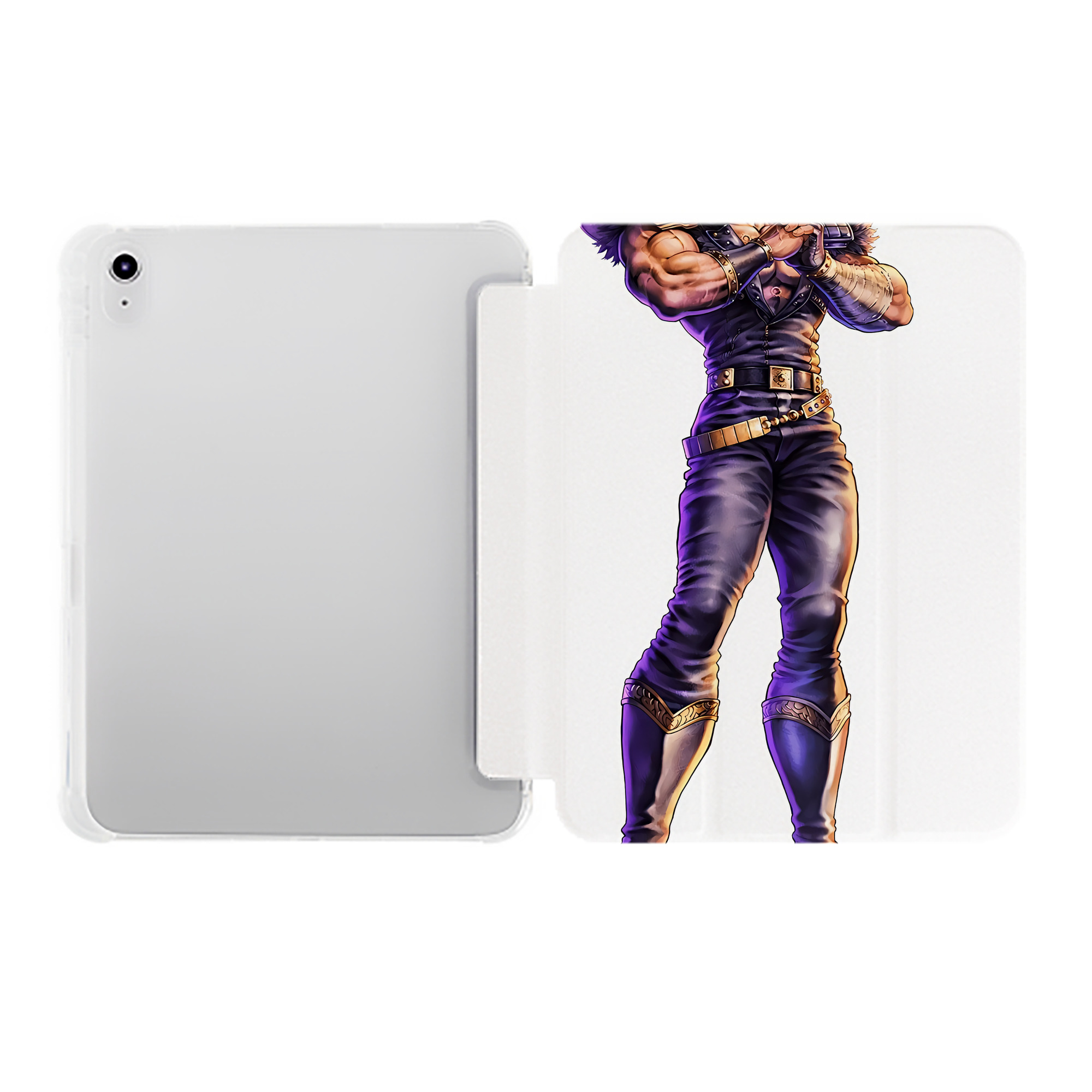 （画像用） 北斗の拳 Fist of the North Star IPad ケース ペン収納付き 三つ折りスタンド PUレザー×シリコン 対応機種9.5/10.5/10.9インチ